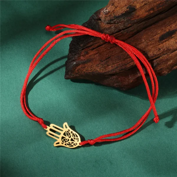 Elegant Stainless Steel Geometric Islamic Lucky Amulet Hamsa Hand of Fatima Bracelets - Image 3