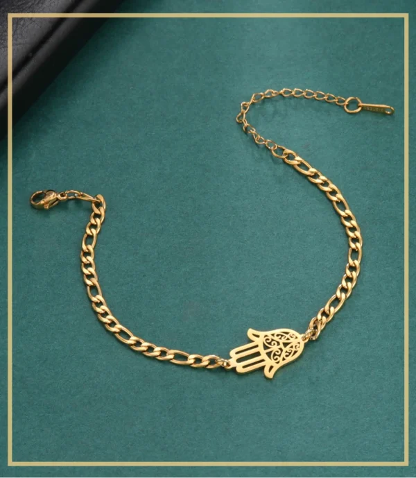 Casual Stainless Steel Geometric Islamic Lucky Amulet Hamsa Hand of Fatima Bracelets - Image 4