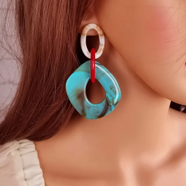 Elegant Stainless Steel Geometric Long Dangle Statement Acrylic Drop Earrings