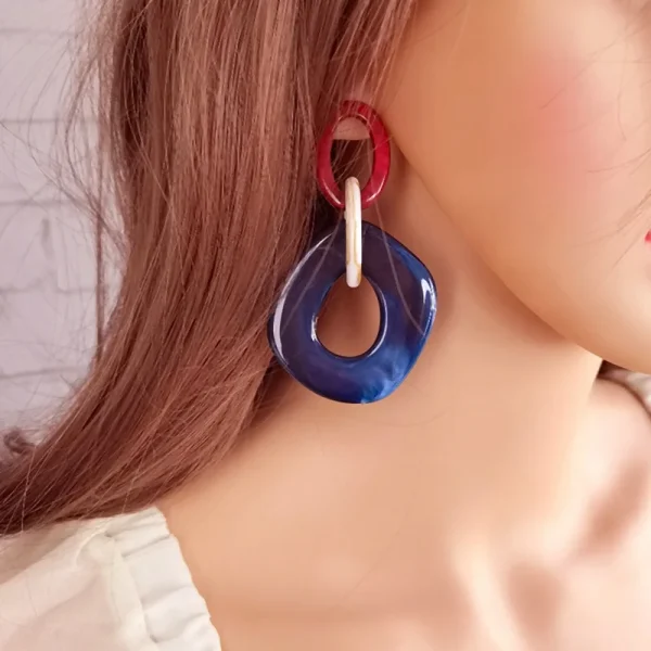 Elegant Stainless Steel Geometric Long Dangle Statement Acrylic Drop Earrings - Image 4