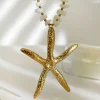 Elegant Statement Exaggerated Ocean Style Big Starfish Natural Shells Pendant Necklace - Image 3