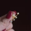 Elegant Sterling Silver Plated 14K Gold Sparkling Zircon Star High Quality Wedding Earrings - Image 2