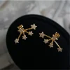 Elegant Sterling Silver Plated 14K Gold Sparkling Zircon Star High Quality Wedding Earrings - Image 3
