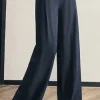 Elegant Straight Casual Denim Cotton Loose Wide Leg Full Pants High Waist Solid Trousers - Image 5