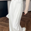 Elegant Straight Casual Denim Cotton Loose Wide Leg Full Pants High Waist Solid Trousers - Image 11