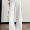 Elegant Straight Casual Denim Cotton Loose Wide Leg Full Pants High Waist Solid Trousers - Image 8
