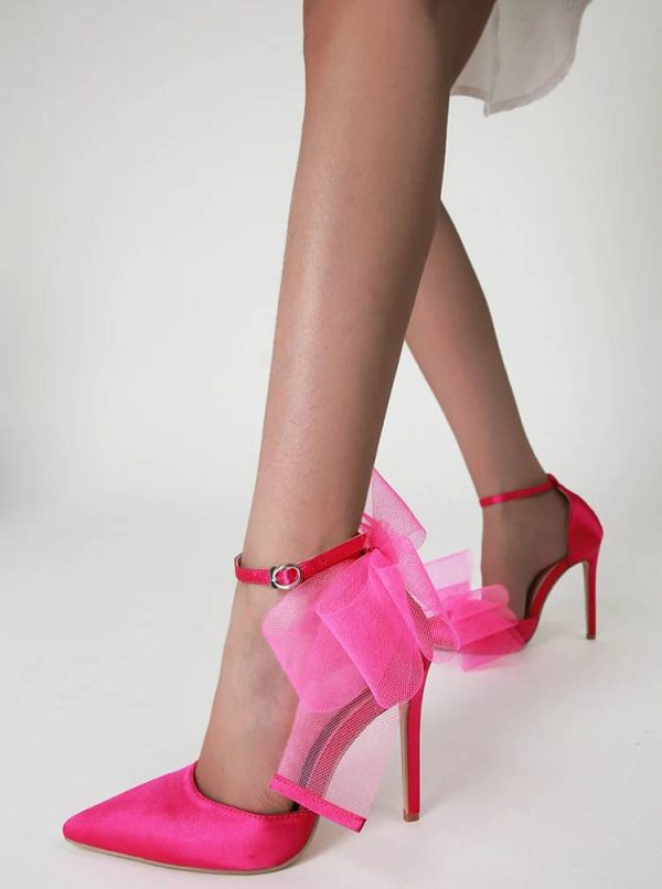 Elegant Stripper Silk Bowknot Satin Pointed Toe High Heels Pumps - Image 8