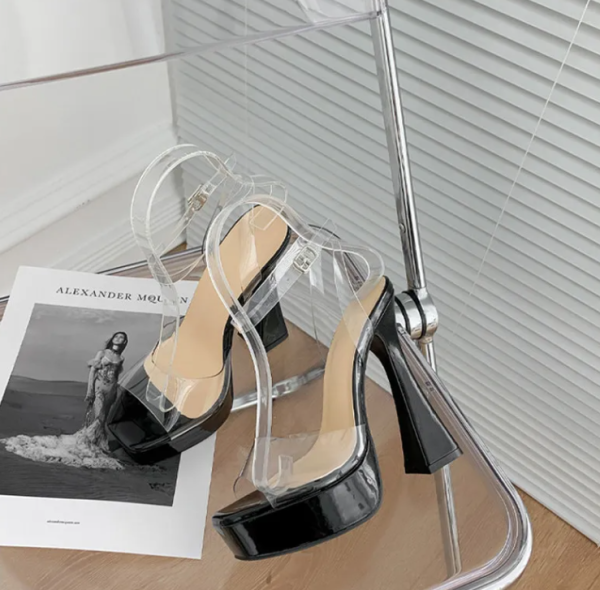 Elegant Transparent PVC Ankle Strap Open Toe Platform High Heels Sandals - Image 6