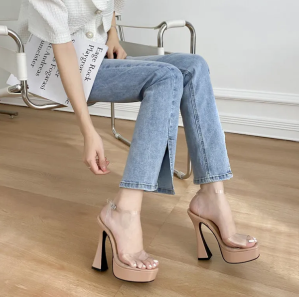Elegant Transparent PVC Ankle Strap Open Toe Platform High Heels Sandals - Image 8