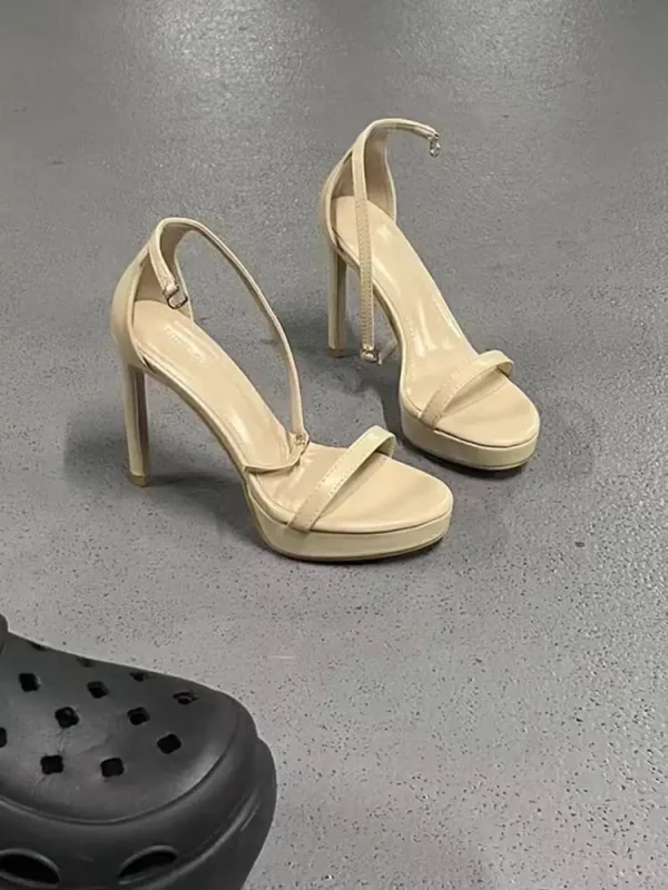 Elegant Ultra-High Platform Waterproof Open-Toe Stiletto Thin High Heels - Image 19