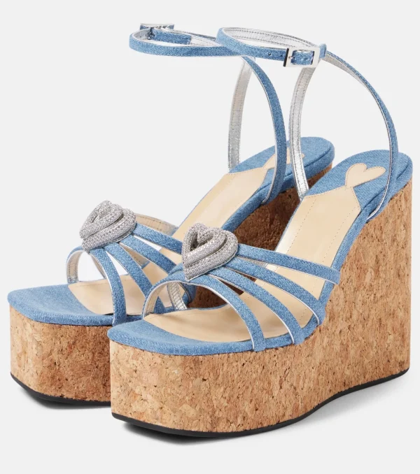 Elegant Water Heart Water Diamond Thick Soled Strap High Heels Sandals - Image 14