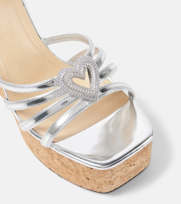 Elegant Water Heart Water Diamond Thick Soled Strap High Heels Sandals - Image 9