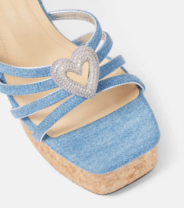 Elegant Water Heart Water Diamond Thick Soled Strap High Heels Sandals - Image 13