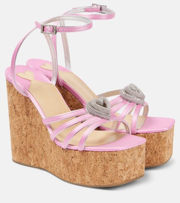 Elegant Water Heart Water Diamond Thick Soled Strap High Heels Sandals - Image 2