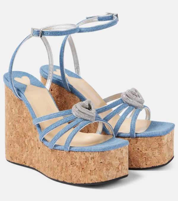 Elegant Water Heart Water Diamond Thick Soled Strap High Heels Sandals - Image 12