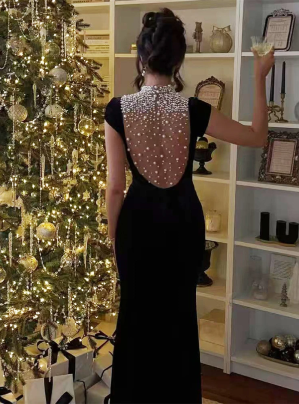 Erotic Mesh Patchwork O Neck Short Sleeve Bandage Long Bodycon Dresses Gowns - Image 2
