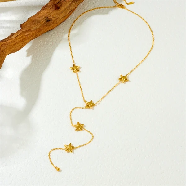 Exquisite Stainless Steel Starfish Tassel Chain Star Neck Chain Pendant Necklace - Image 3
