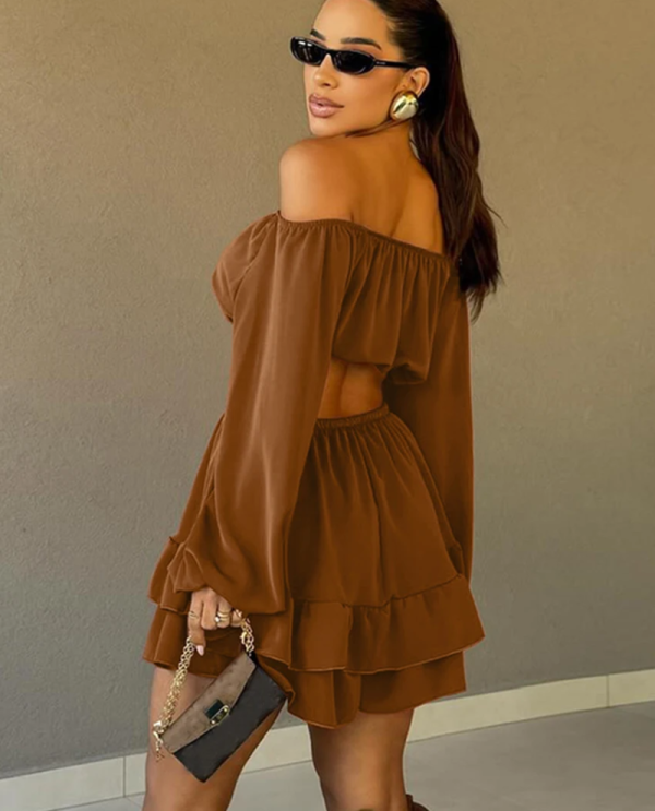 Fashion Loose Long Sleeve Crop Top With High Waist Pleated Mini Skirt Set - Image 5
