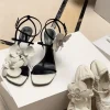 Floral Designer Open Toe Stilettos PU Leather Slip On Party High Heels - Image 4