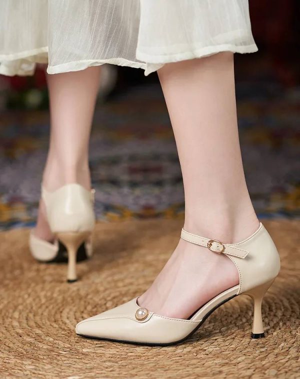 Formal Covered Buckle Strap Party Hollow High Heels Sandals - Image 7