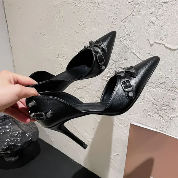 Formal Patent Leather Metal Decoration Gothic Punk Rivet Strap Buckle High Heels - Image 3