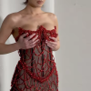 Glamorous Fashion Strapless Beaded Mesh Through Mini Dress Corset - Image 3