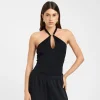 Hanging Neck Tie Hollow Out Metal Ring Strapless Backless Tank Top - Image 9