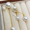 Imitation Pearl Metal Pierced Bridal Graduation Cocktail Earrings - Image 2