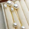 Imitation Pearl Metal Pierced Bridal Graduation Cocktail Earrings - Image 3