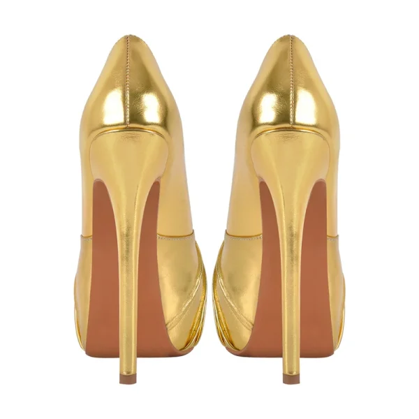 Knot Bow Peep Toe Platform Stiletto Platform Super Heeled Pumps - Image 9