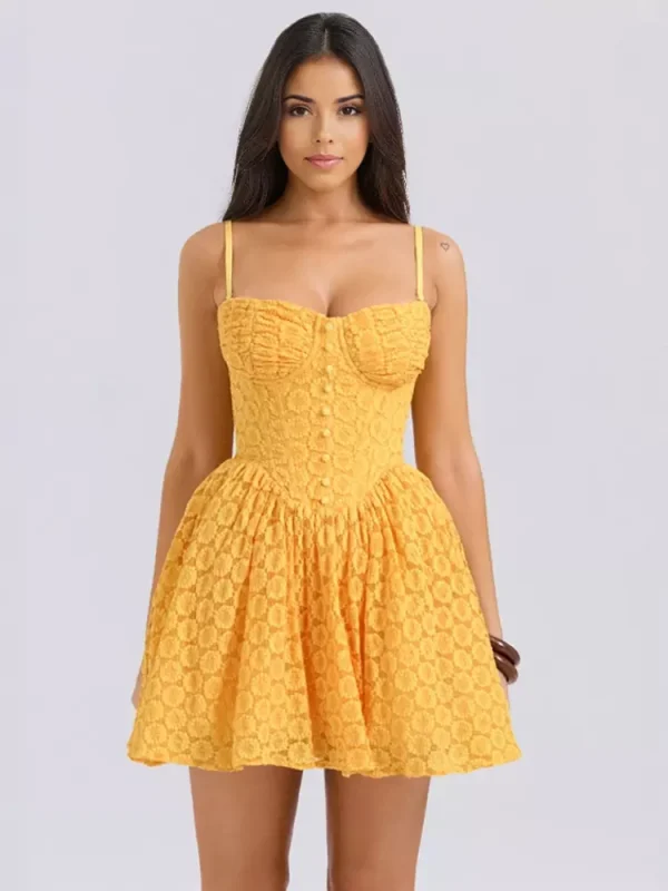 Elegant Sweetheart Neckline Open Shoulder Lace Sundress - Image 4
