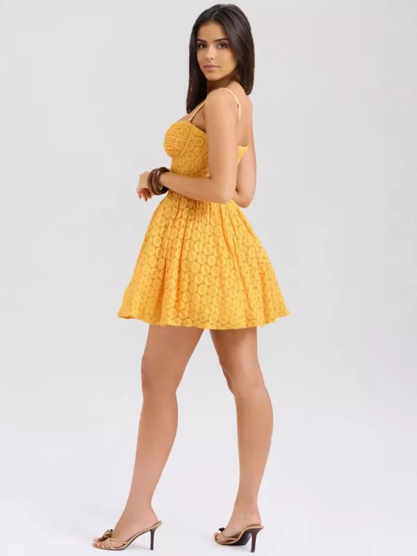 Elegant Sweetheart Neckline Open Shoulder Lace Sundress - Image 2