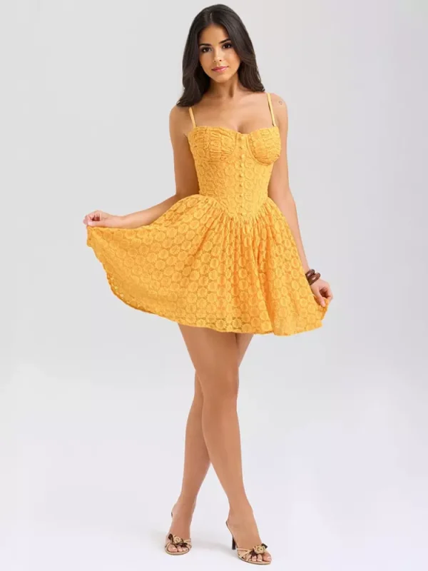 Elegant Sweetheart Neckline Open Shoulder Lace Sundress