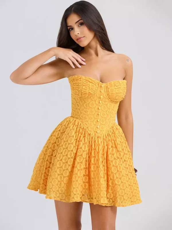 Elegant Sweetheart Neckline Open Shoulder Lace Sundress - Image 5