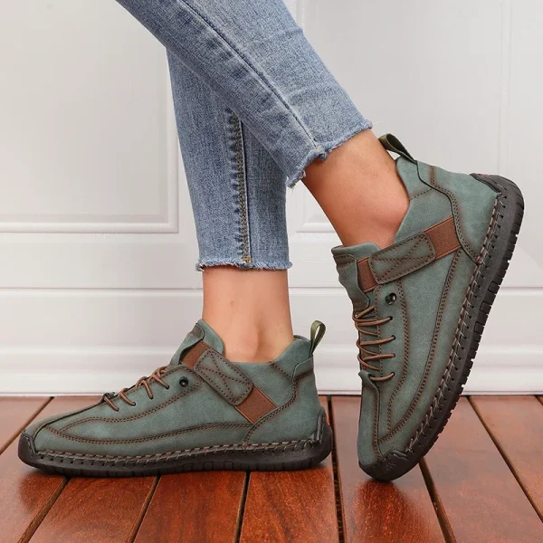 Luxurious Design Lace-up Solid Round Toe Microfiber Loafers - Image 11