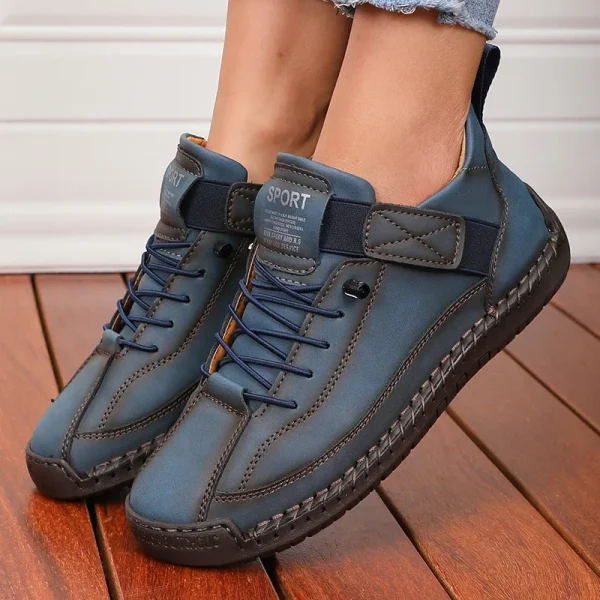 Luxurious Design Lace-up Solid Round Toe Microfiber Loafers - Image 2