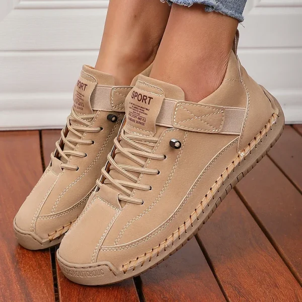 Luxurious Design Lace-up Solid Round Toe Microfiber Loafers - Image 8