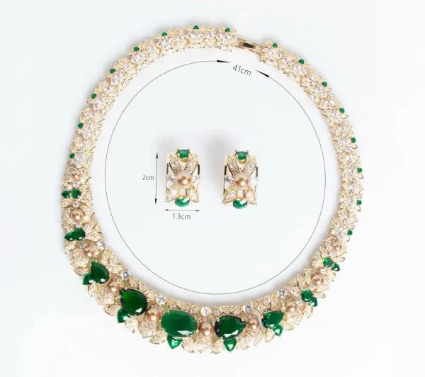Luxurious Zirconia Bridal Engagement DinnerJewelry Set Round Necklace 2-piece - Image 4