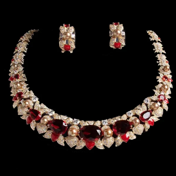 Luxurious Zirconia Bridal Engagement DinnerJewelry Set Round Necklace 2-piece - Image 3