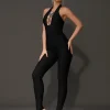Luxury Backless Halter Flower Diamonds Bodycon Bandage Jumpsuit - Image 5
