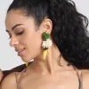 Luxury Bohemian Acrylic Flower Handmade Resin Holiday Drop Earrings - Image 3