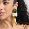 Luxury Bohemian Acrylic Flower Handmade Resin Holiday Drop Earrings - Image 5