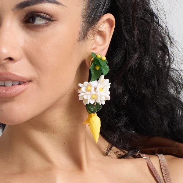 Luxury Bohemian Acrylic Flower Handmade Resin Holiday Drop Earrings - Image 5