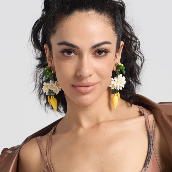 Luxury Bohemian Acrylic Flower Handmade Resin Holiday Drop Earrings - Image 6