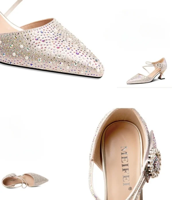 Luxury Breathable Rhinestones Designer Pointed Toe High Heels Sandals - Image 17