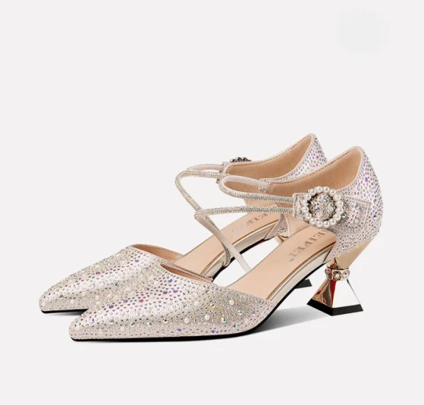 Luxury Breathable Rhinestones Designer Pointed Toe High Heels Sandals - Image 11