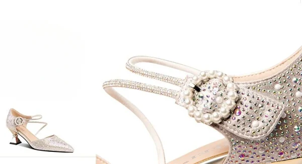 Luxury Breathable Rhinestones Designer Pointed Toe High Heels Sandals - Image 16