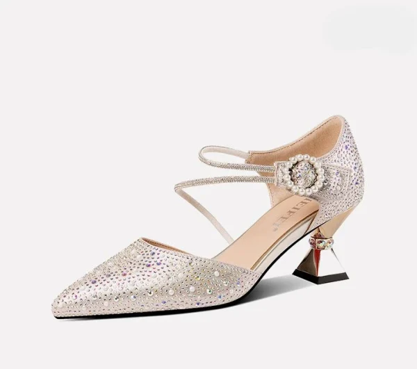 Luxury Breathable Rhinestones Designer Pointed Toe High Heels Sandals - Image 15