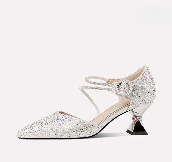 Luxury Breathable Rhinestones Designer Pointed Toe High Heels Sandals - Image 6
