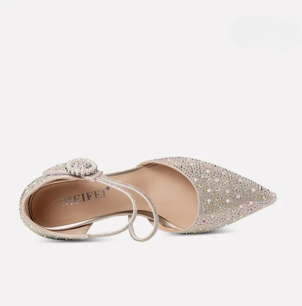 Luxury Breathable Rhinestones Designer Pointed Toe High Heels Sandals - Image 14
